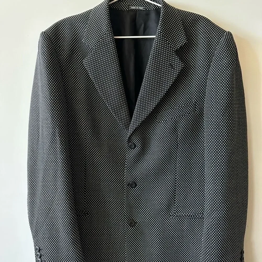 Vintage Bachrach Diamond Print Black and White Suit Blazer size 42L